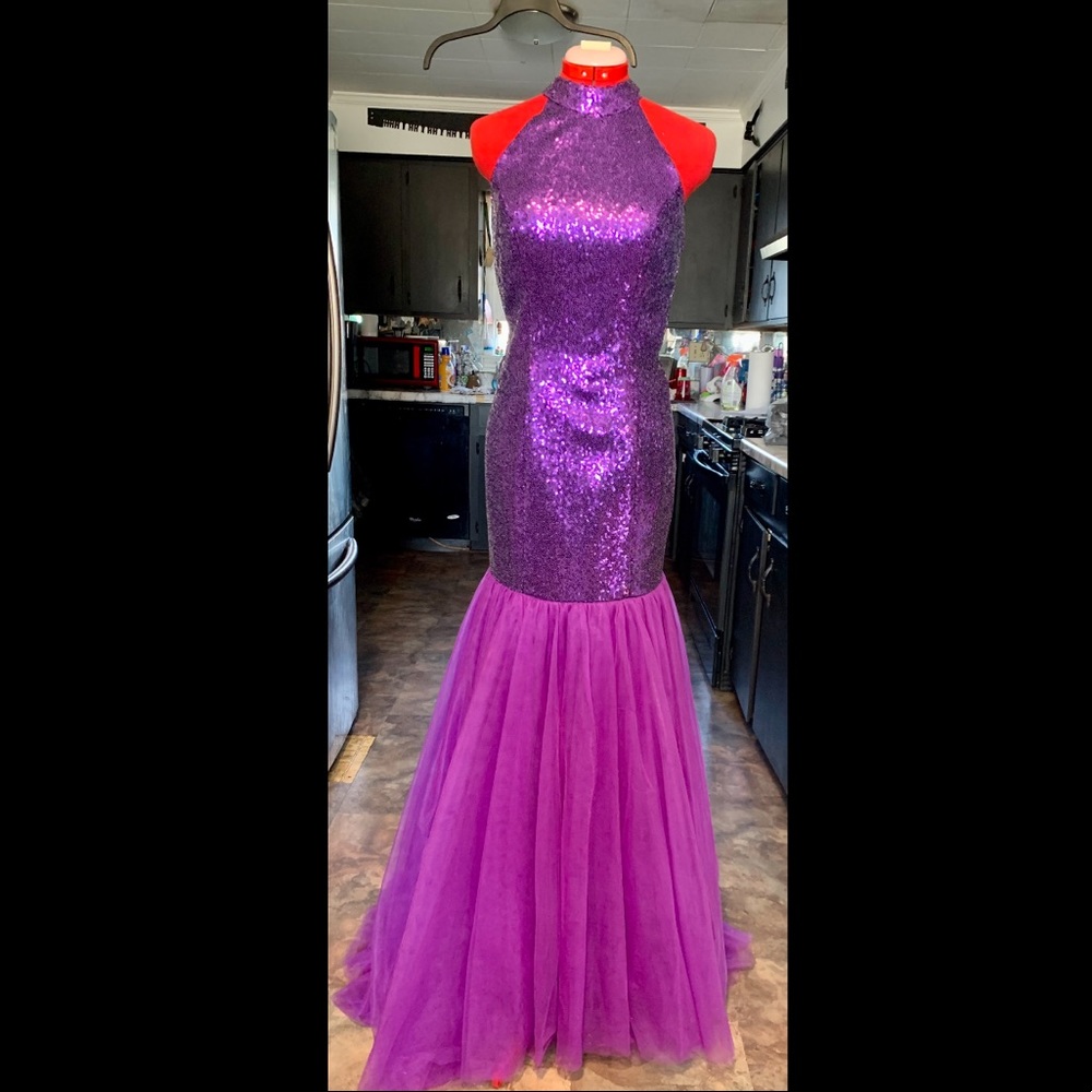 Purple sequins mermaid style dress